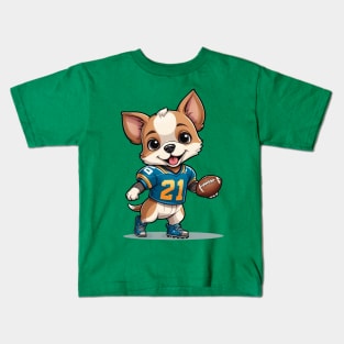 Cute Puppy Playing Football Kids T-Shirt